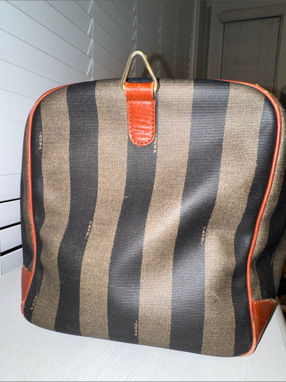 Fendi Vintage Pequin Striped Boston Bag Overnight Duffel - Picture 4 of 14